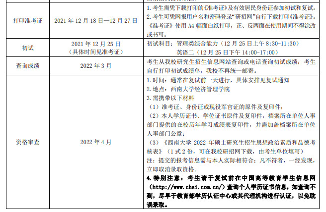 西南大学2022年工商管理硕士（MBA）招生简章